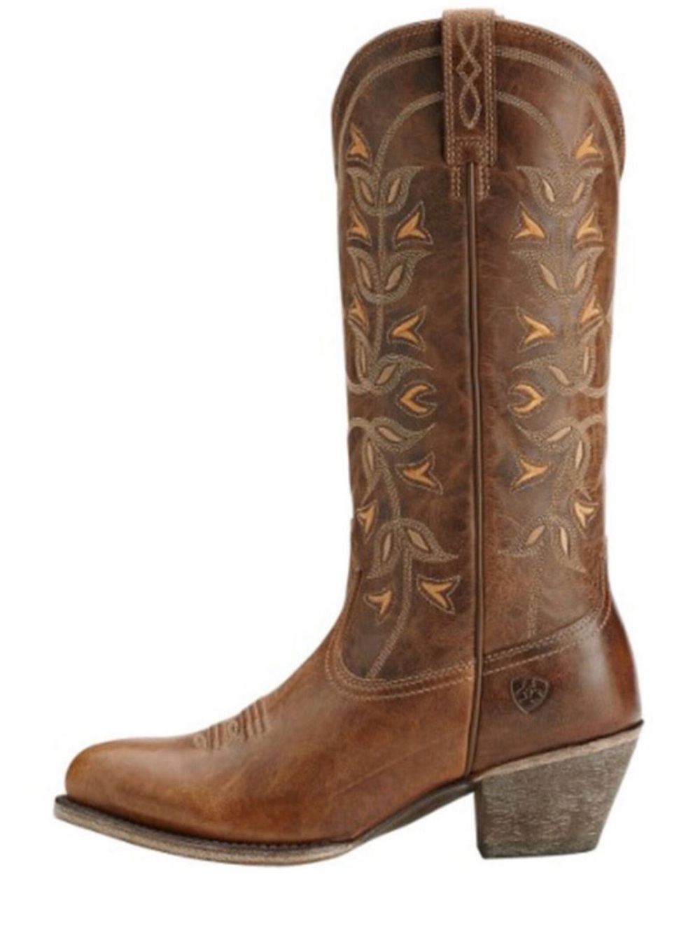 Ariat Brown Leather Embroidered Western Heeled Boots